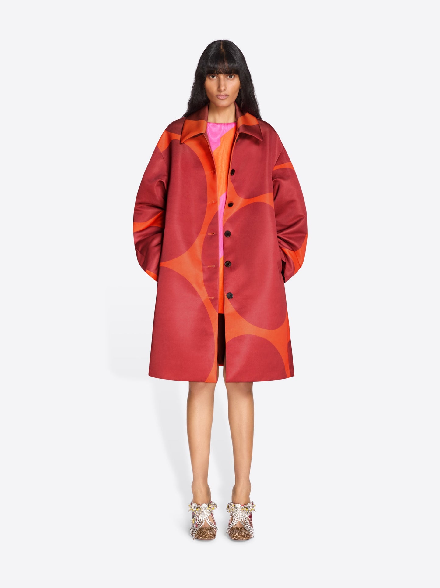 Printed A-Line Coat