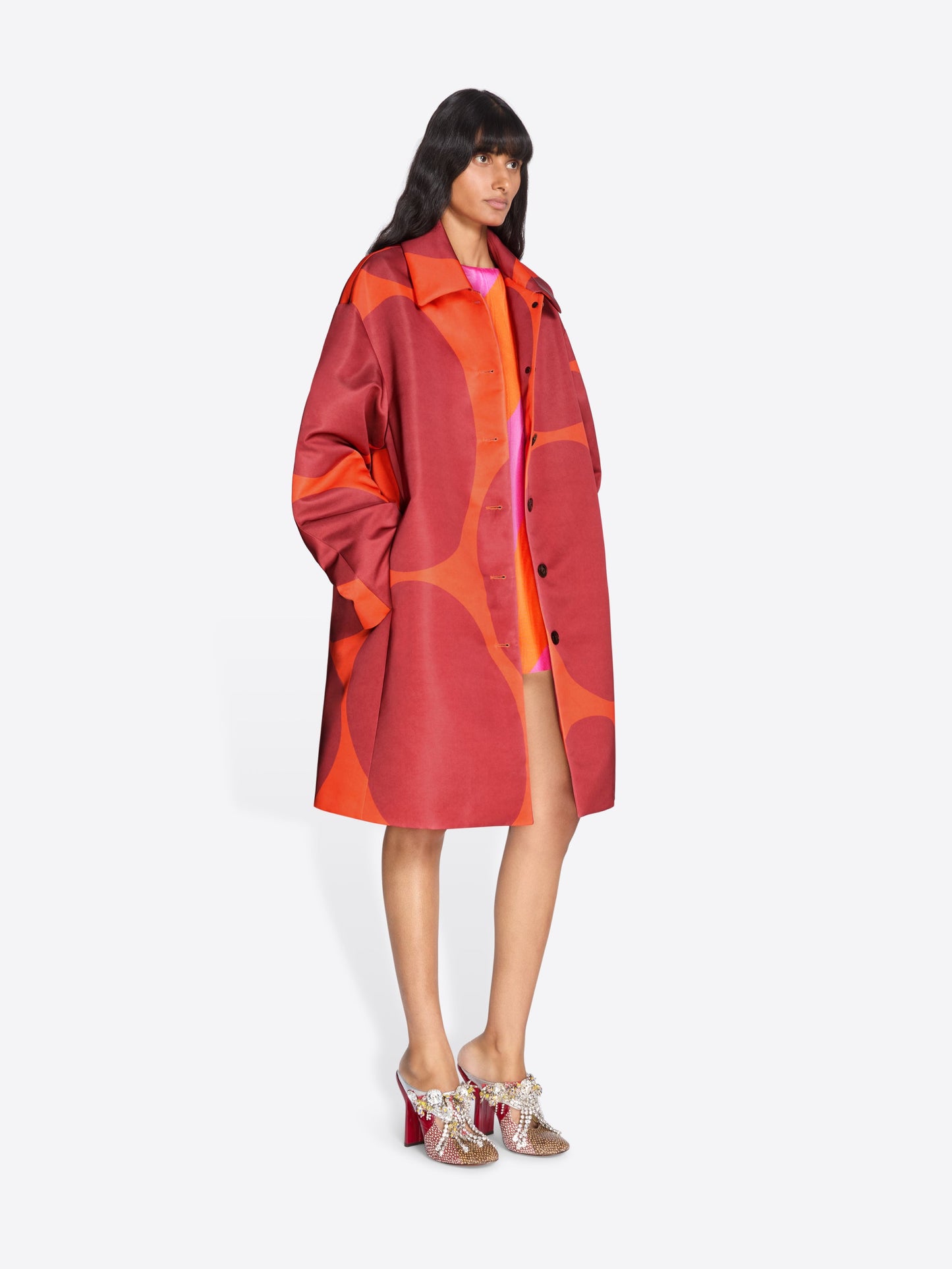 Printed A-Line Coat